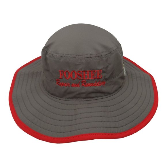 Fooshee Repair Remodeling Boonie Hat OSFM Gray Red Cap Beach Outdoor Floppy - Picture 1 of 12